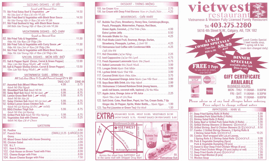 Viet West Menu